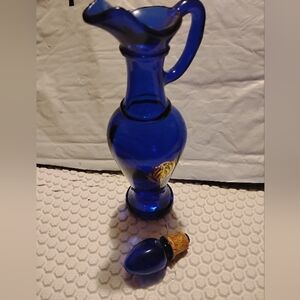 Avon Blue Glass Decorative With Topper